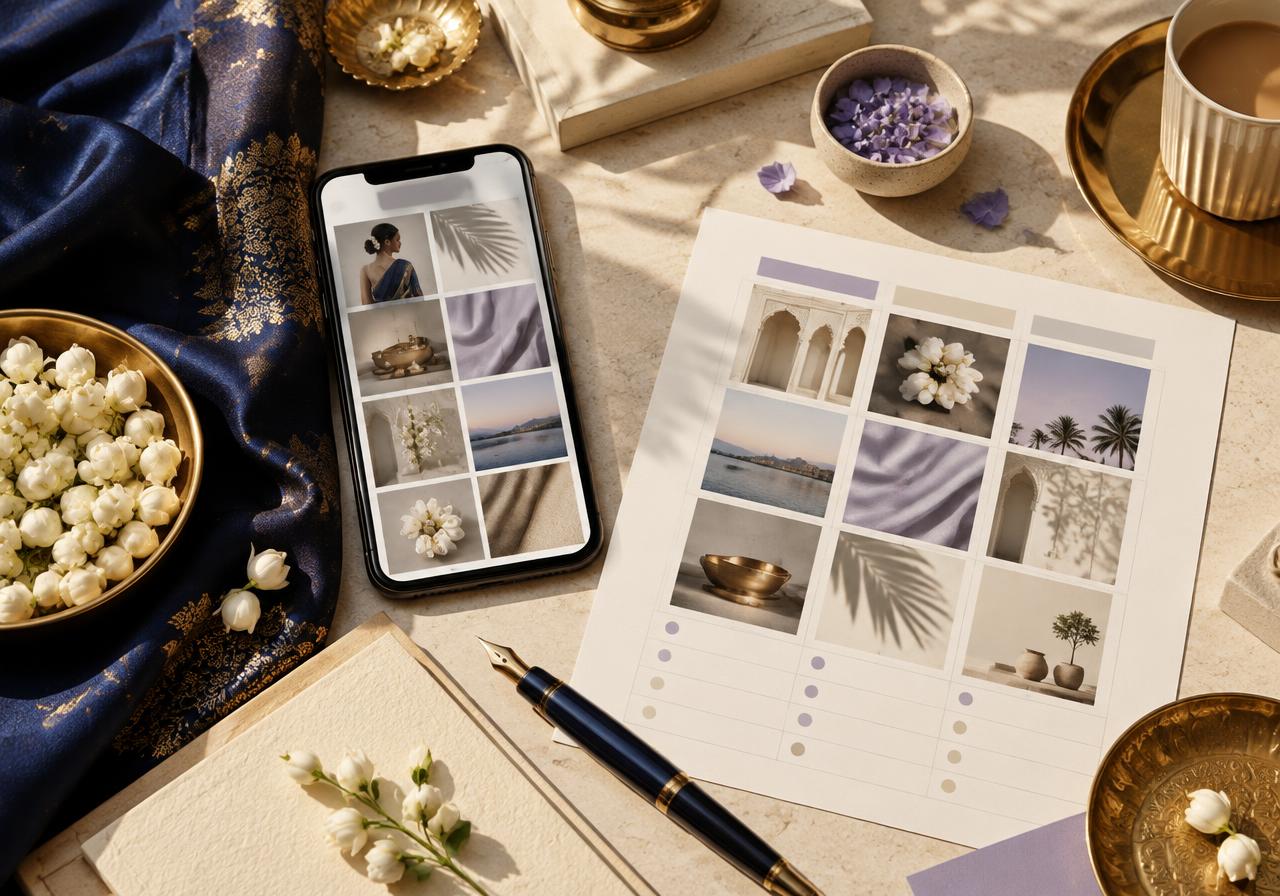 Indian-inspired content strategy workspace